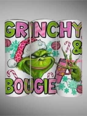 Grinchy & Bougie Christmas 20oz Tumbler Grinch NEW